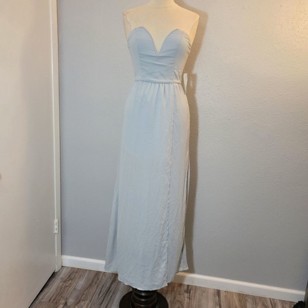 Tobi krystal light blue strapless maxi dress NWT